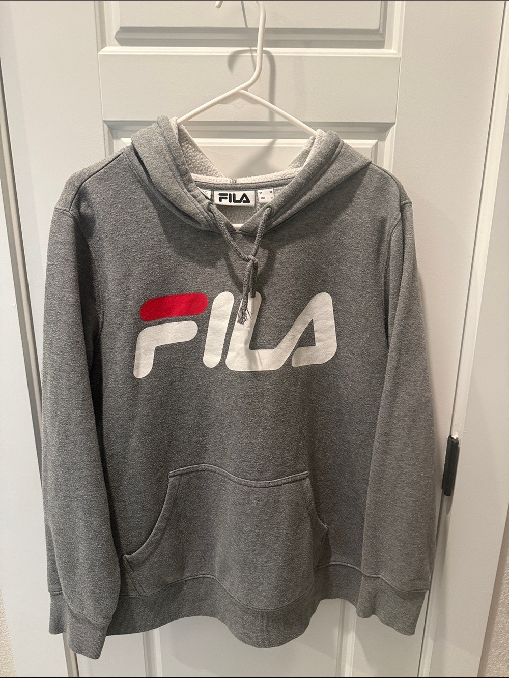 Fila Gray Hoodie with White Logo and Red Accent